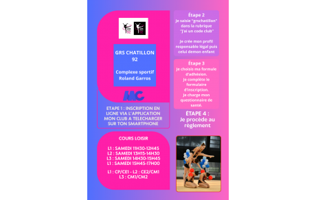 Procédure d'inscription Cours GRS Loisir