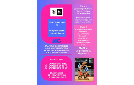 Inscription Saison 2026/2027